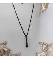 PerlaNera Lüx Unisex Kişiye Özel Tasarım Çelik Kolye Hediye (Siyah)