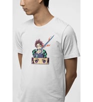 Demon Slayer Tanjiro Eyes Tişört (Beyaz)