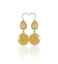 Kadir Jewellery 22 Ayar Altın Kaplama Kadın Taşlı Küpe -El İşçiliği Ve Hipoalerjenik Küpe (Sarı)