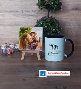 Eşe Hediye Mr Fotoğraflı Dekoratif Taş, Kupa Bardak Beyaz Hediye Yıl Dönümü Hediyesi (Model 11)