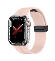 Apple Watch 42mm 44mm 45mm Seri 1 2 3 4 5 6 7 8 Se Uyumlu Coastal Manyetik Tokalı Silikon Kordon (Pudra)