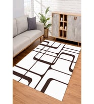 Dijital Kaymaz Taban Yıkanabilir Renkli Salon Halısı Mutfak Halısı Yolluk ND-SD-981 (Beyaz)