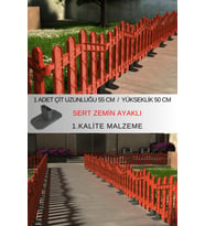 Dekoratif Plastik Alan Oluşturma ve Bahçe Çiti 1 ADET ÇİT (Y: 50 CM / G: 55 CM) SERT ZEMİN AYAKLI (Kahverengi)