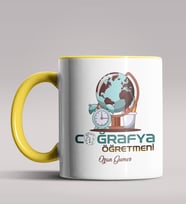 Kişiye Özel Coğrafya Öğretmeni Tasarımlı Siyah Renk Kupa Bardak 7 (Sarı)
