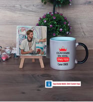 Enişteye Hediye Fotoğraflı Dekoratif Taş, Kupa Bardak Beyaz HediyeEnişteye Doğum Günü Hediyesi (Model 9)