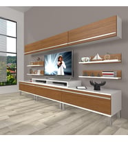 Decoraktiv Ekoflex 8y Mdf Krom Ayaklı Tv Ünitesi Tv Sehpası (Beyaz - Ceviz)
