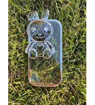 İphone 14 Plus Stantlı Rabbit Silikon Kapak (Gri)