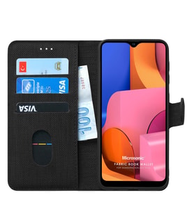 Microsonic Samsung Galaxy A20s Kılıf Fabric Book Wallet (Siyah)