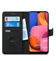 Microsonic Samsung Galaxy A20s Kılıf Fabric Book Wallet (Siyah)