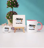 Maden Mühendisi Kupa Bardak Lacivert Dekoratif Taş Baskı Anahtarlık (Model 3)