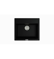 POLEX Cristalüx Granit Eviye P-08 Tezgah Altı Ve Tezgah Üstü Kare Mutfak Evyesi 55,5x50cm (Siyah)
