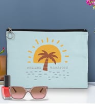 BK Gİft Yaz Temalı-6 Astarlı Portföy Çanta 30x21cm(12 Renk Seçeneği), Baskılı El Çantası, Organizer Çanta (Açık Mavi)