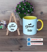 Damat Kupa Bardak Kırmızı ve Ahşap Anahtarlık Hediye (Model 6)