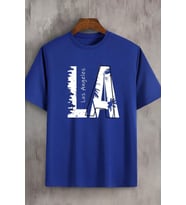 Unisex Los Angles Baskılı Tasarım Tshirt (Mavi)