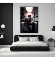 Metal Çerçeveli Temperli Cam Tablo Death Note Yagami Light (Siyah)