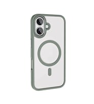 iPhone 16 Kılıf Wireless Şarj Özellikli Krom Magsafe Silikon Kılıf (Gri)