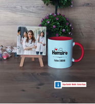 Hemşire Fotoğraflı Dekoratif Taş, Kupa Bardak Beyaz Hediye (Model 2)