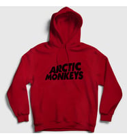 Presmono Unisex Gri Logo Arctic Monkeys Kapüşonlu Sweatshirt 14516tt (Kırmızı)