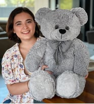 Özgüner 80-90 cm Rengarenk Papyonlu Ayıcık %100 yerli (Gri)