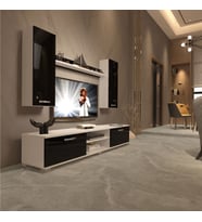 Decoraktiv Eko 5D Mdf Dvd Tv Ünitesi Tv Sehpası - Beyaz - Pera (Siyah - Beyaz)