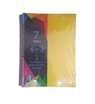 4+3 Ayraçlı Defter 7 Konulu 175 Yaprak 1 Adet 4 Kareli 3 Çizgili Spralli Plastik Kapak Seperatörlü (Sarı)