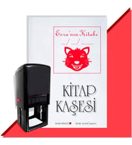 Kişiye Özel  Gülen Kedi Emoji Tarihli Kitap Kaşesi (Kırmızı)
