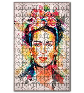 Cakapuzzle Çiçek Taclı Frida Kahlo Görseli Puzzle Yapboz MDF (Ahşap) (255 Parça)