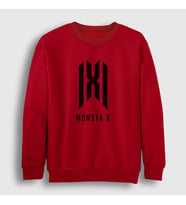Presmono Unisex Beyaz Logo K-Pop Monsta X Sweatshirt 274649tt (Kırmızı)