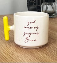 Kişiye Özel Good Morning Gorgeous Hediye T Kupa Bardak Sevgiliye Hediye (Sarı)