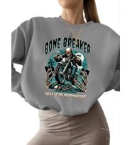 unisex kalın Sweatshirt kadın Kemik kırıcı Baskılı erkek bisiklet yaka Bej 3 iplik şardonlu (Gri)