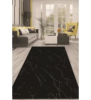Dijital Kaymaz Taban Yıkanabilir Modern Renkli Salon Halısı Mutfak Halısı Yolluk ND-HT-1250 (Siyah)