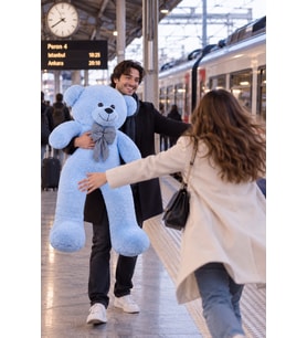 Pandamkee 140 Cm Sevgiliye Özel Hediyelik Ayı (Mavi)