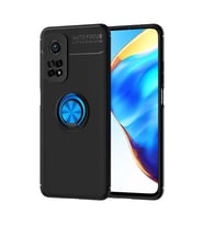 Xiaomi Mi 10T Pro 5G Kılıf Zore Ravel Yüzüklü Silikon Kılıf (Siyah-Mavi)