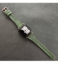 vagave Apple Watch Kadın Crazy Deri Kordon İsme Özel 3-4-5-6-7 / 38&40mm (Yeşil)