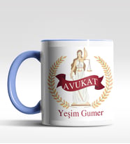Kişiye Özel Avukat Tasarımlı Siyah Kupa (Beyaz-Mavi)