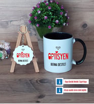 Optisyen Kupa Bardak Kırmızı ve Ahşap Anahtarlık Hediye (Model 10)