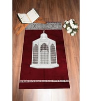 EVDEYA Dijital Baskılı Yıkanabilir Hediyelik Şık Namaz Halısı Seccade 70x130cm, SECCADE-42-GRİ, (Kırmızı)
