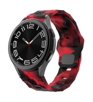Galaxy Waych 5 44mm KRD-116 20mm Futbol Desenli Spor Tasarımlı Silikon Kordon (Siyah-Kırmızı)