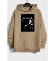 Unisex Metalica Baskılı Oversize Sweatshirt (Bej)