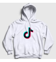 Presmono Unisex Beyaz Logo Sosyal Medya Tiktok Kapüşonlu Sweatshirt 485959tt (Beyaz)