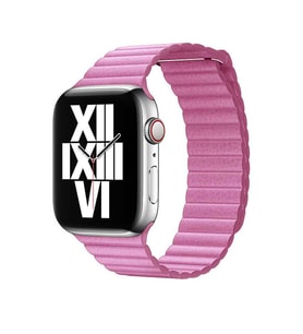 Uyumlu Model Apple Watch 7 8 45mm Kordon Deri Loop Kordon (Pembe)