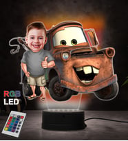 Doğum Günü Hediyesi,Sevgiliye Hediye, Kişiye Özel Fotoğraflı Hotweels Tasarımlı Karikatür 3D Led Lamba (RGB)