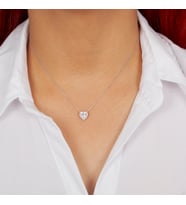 925 Ayar Gümüş Beyaz Taşlı Kalp Kolye (Gümüş)