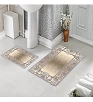 Banyo Halısı Ikili Klozet Takımı Kaymaz Tabanlı (60 xm x 100 cm + 40 cm x 60 cm)  (Vizon)