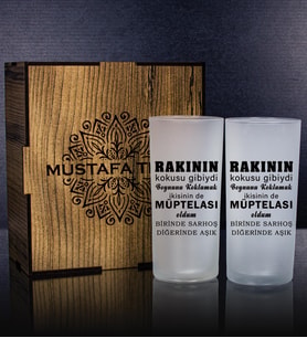 eJOYA Kişiye Özel Kutusunda 2'li Rakı Bardağı Hediye Seti 107216 (Kırmızı)
