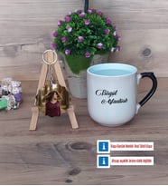 İsme Özel Kupa Bardak Beyaz ve Fotoğraflı Ahşap Anahtarlık Hediye (Model 10)