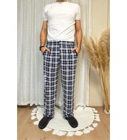 Erkek Desenli Cepli Lastikli Bel Pijama Altı (Beyaz)