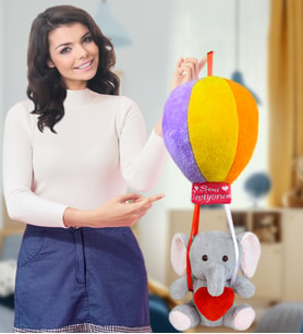 OYUNCAK AYICI RENGARENK UÇAN BALONLU FİL  (%100) YERLİ (Pembe)