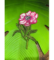 20X11 CM NAKIŞ İŞLEME ÇİÇEK ARMA DİKİŞ APLİKE (Pembe)