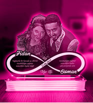 Kişiye Özel Yıldönümü Hediyesi, Eşe Yıldönümü Hediyesi, 3D LED Lamba (Pembe)